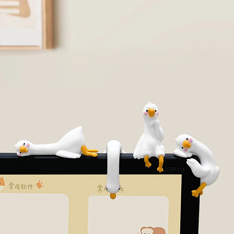 Cute Resin Animal Decor for Desk Car Monitor - 3D Duck Figurine Gift