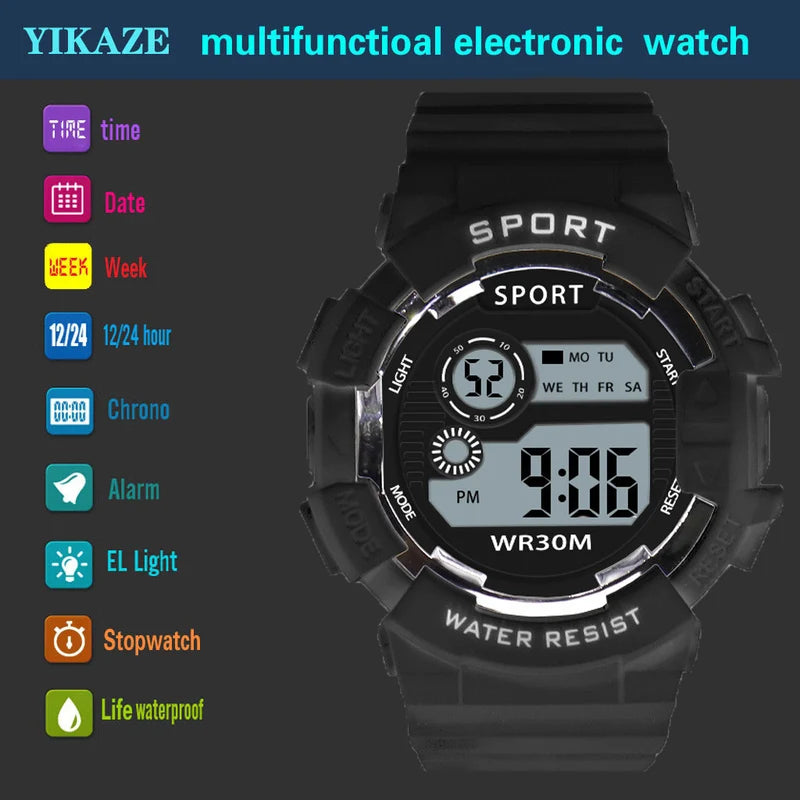 Kids Digital Sport Watch Waterproof Luminous Electronic Wristwatch for Boys & Girls