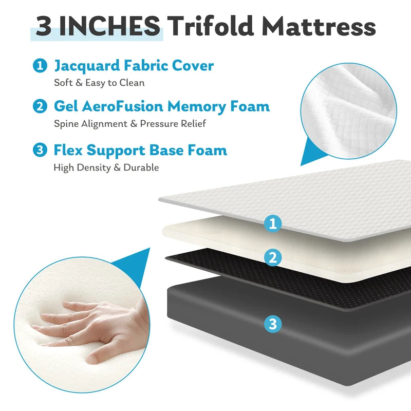 Portable Foldable Floor Bed Mattress for Travel Camping Yoga CertiPUR-US Certified