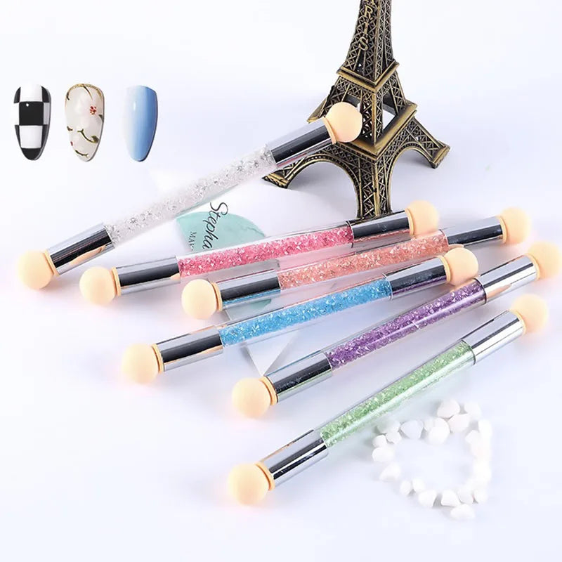 Nail Art Sponge Heads Replacement Set for Glitter Gel Polish with Color Gradient Design
