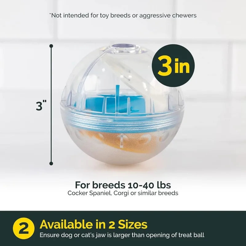 Interactive Dog Treat Dispenser Toy Ball - 4 Inch Slow Feeder Pet Toy
