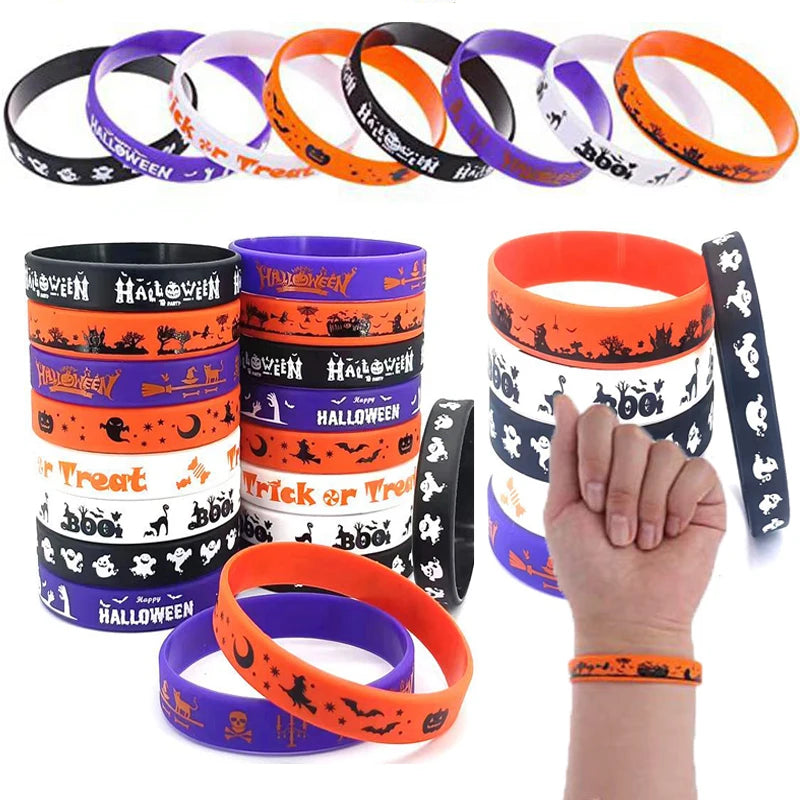 Halloween Silicone Wristbands Kids Gifts Treat Carnival Ghost Pumpkin Party Favors