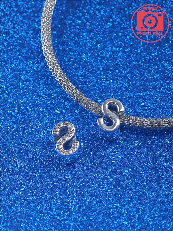 925 Sterling Silver Charm Beads for Bracelets - Letters & Pinyin Gift Jewelry