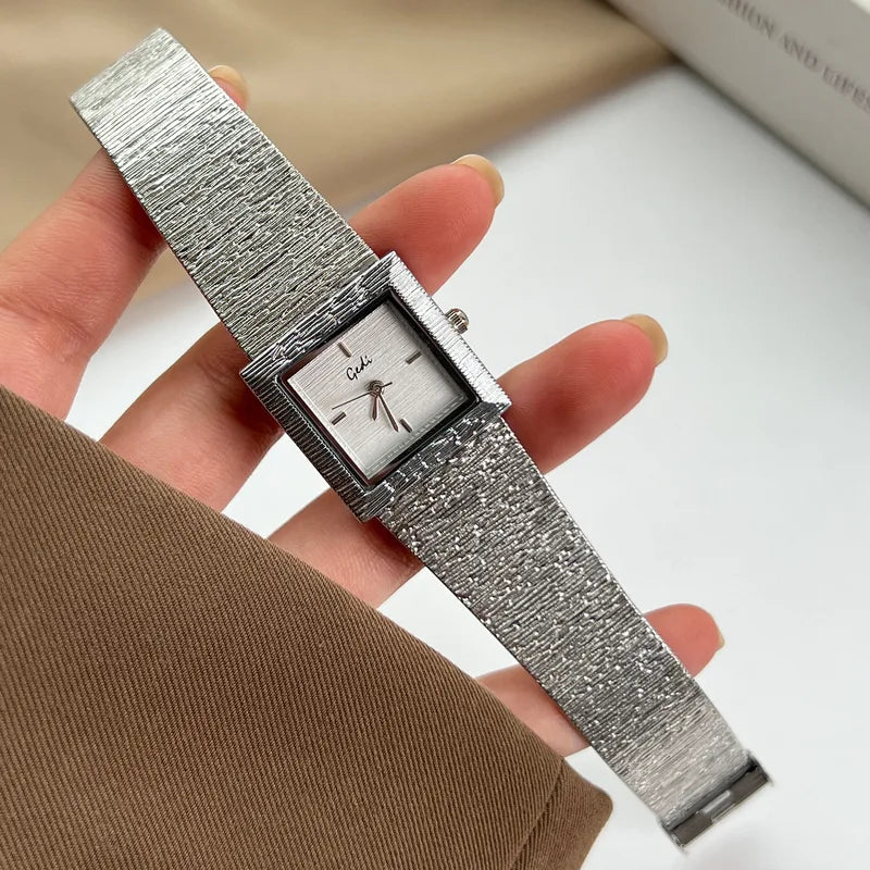 Luxury Women's Square Gold Watch - Retro Steel Strap, Quartz, Versatile Style