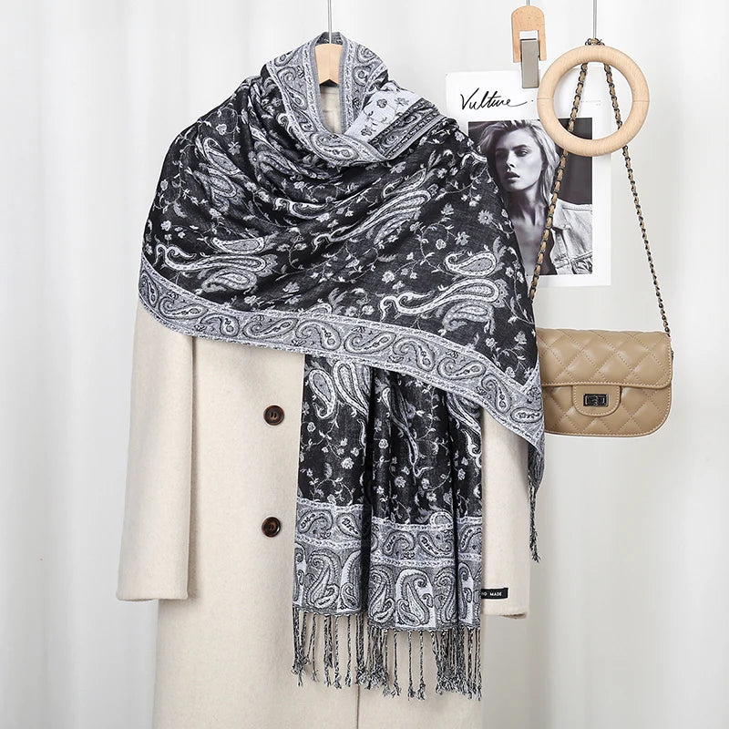 Wholesale Pashmina Scarf Wrap Paisley Jacquard Shawl Vintage Cotton Wrap