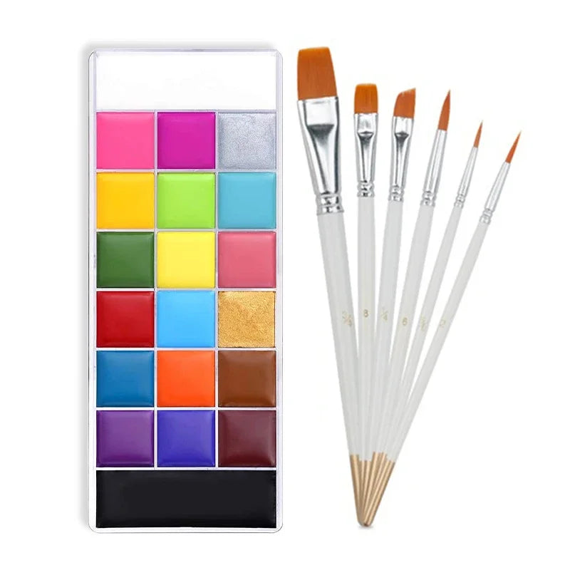 20-Color Oil-Based Face & Body Paint Set Non-Toxic Safe for Kids & Halloween
