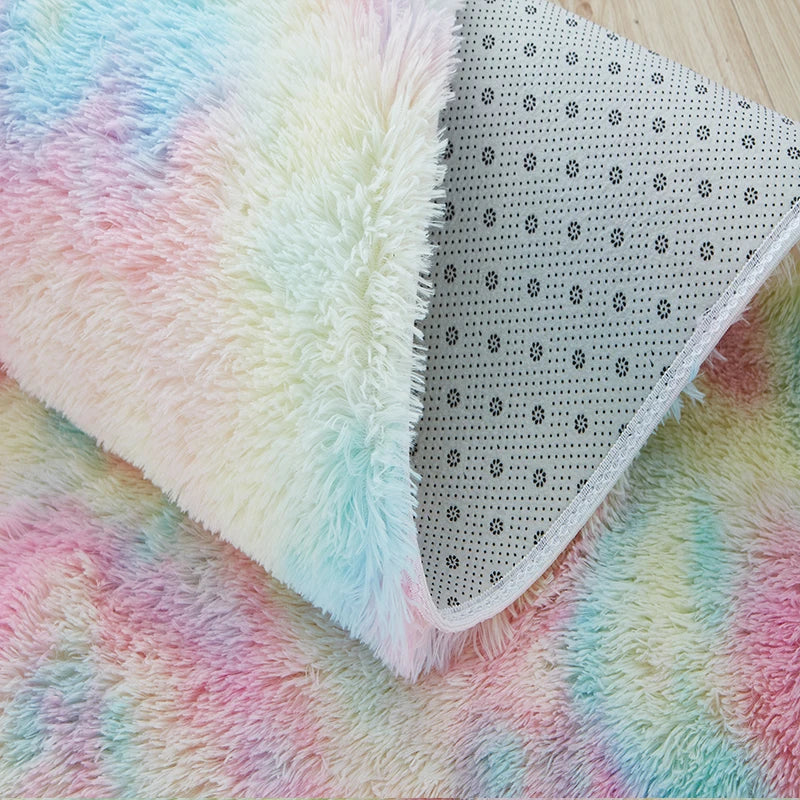 Kids Rainbow Carpet for Living Room and Bedroom - Soft Non-Slip Rugs for Children