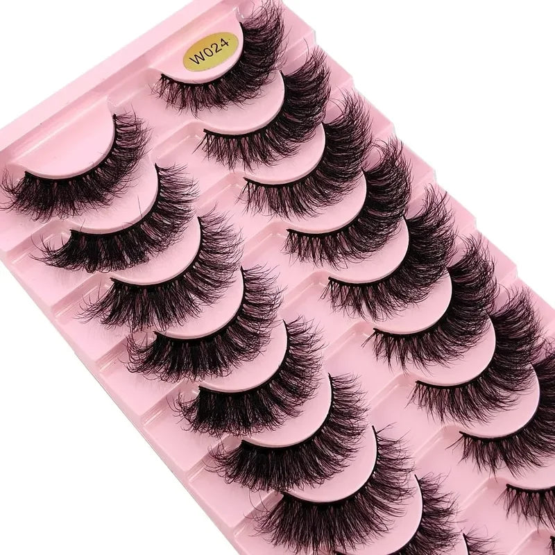 False Eyelash 10 Pairs Faux Mink Fluffy Dramatic Wispy Makeup Tools