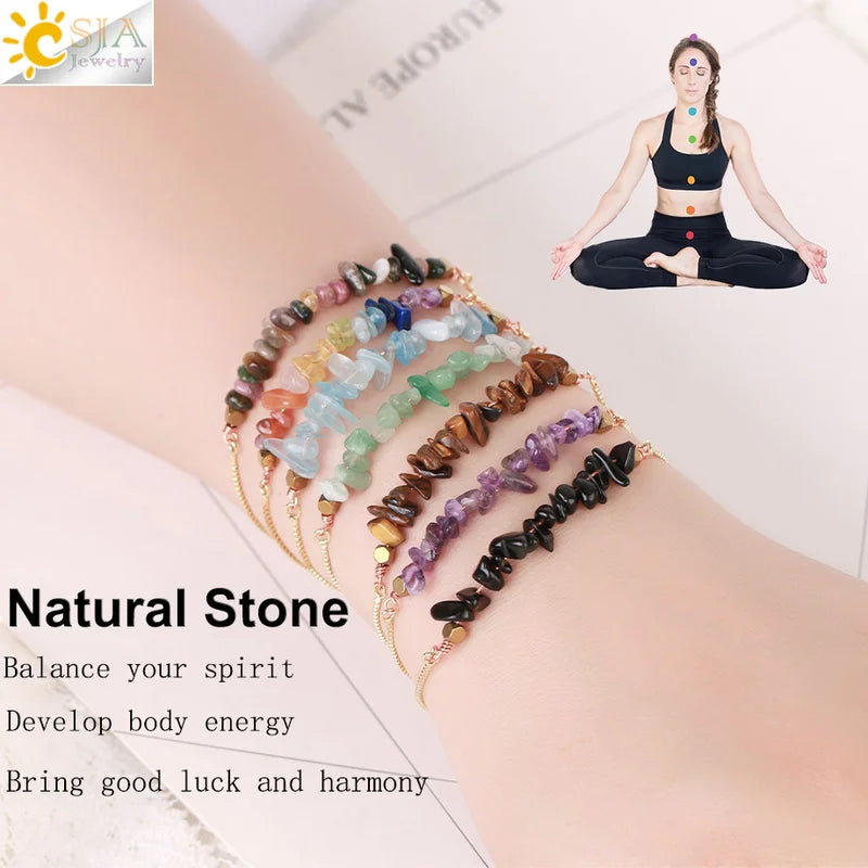 Healing Chakra Crystal Bracelet with Natural Stones for Women
