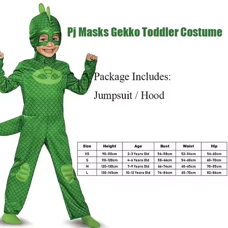 Halloween Animal Cosplay Costume Set for Kids - Owl, Cat, Gecko Jumpsuit & Mask
