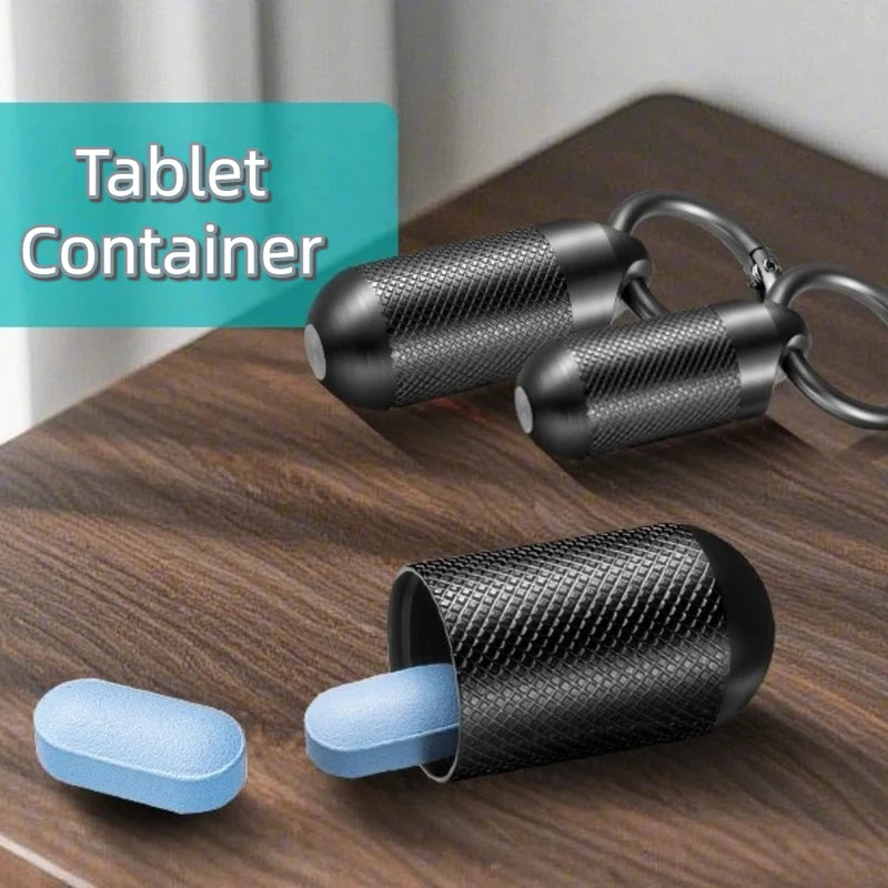 Metal Pill Keychain Container Moisture-Resistant Durable Portable Travel Dispenser