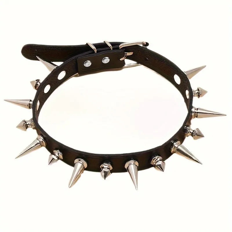 Gothic Punk Rivet Choker Necklace Y2K Style for Men Women - Holiday Gift