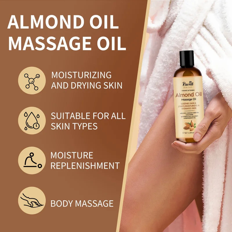 Almond Oil Massage Balm for Dry Skin Relief - Vitamin E & Essential Oils, All Genders