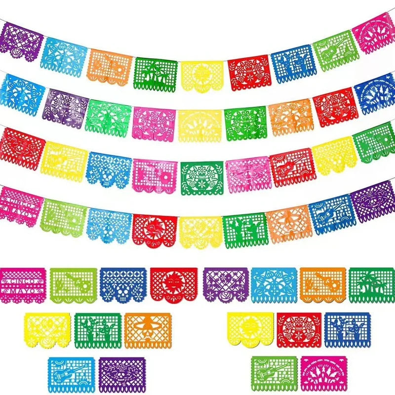 Mexican Theme Party Banner Felt Flags for Day of The Dead & Birthdays