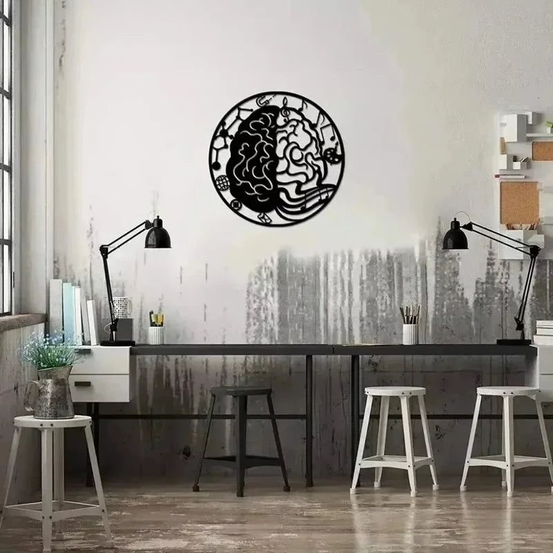 Left and Right Brain Metal Wall Art - Modern Minimalist Home Decor