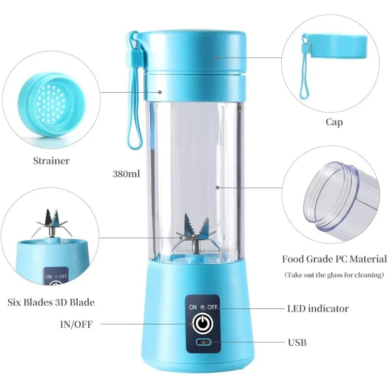 Portable 380ml USB Blender for Shakes & Smoothies - Rechargeable & Compact