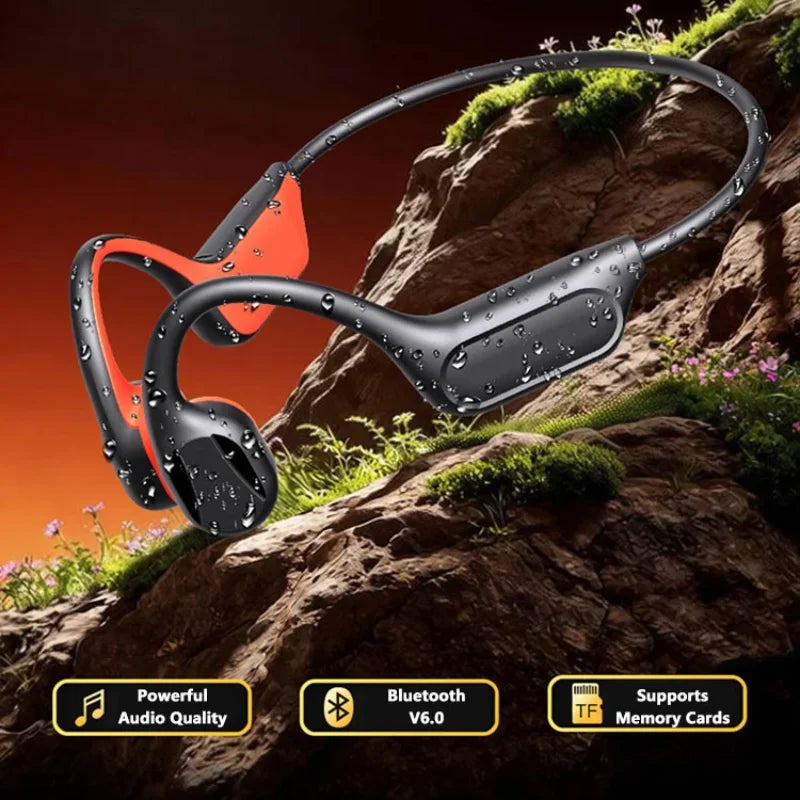 IPX8 Waterproof Bone Conduction Bluetooth Earphones Wireless Sports Headset with Mic