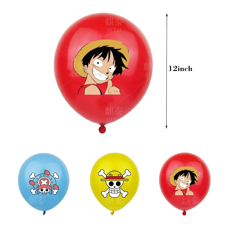 18Pcs Anime Themed Latex Balloons for Birthday Party Decorations - Luffy Character 12 Inch