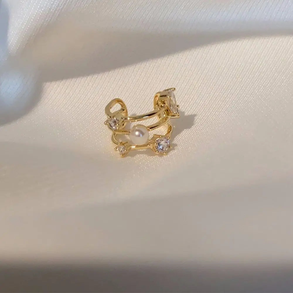 Minimalist Pearl Diamond Ear Cuff Star Fashion Jewelry for Women