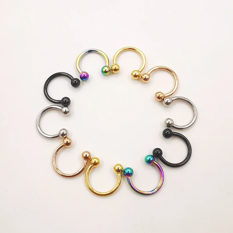 20 Pcs Stainless Steel Circular Barbell Lip & Eyebrow Rings Body Piercing Jewelry