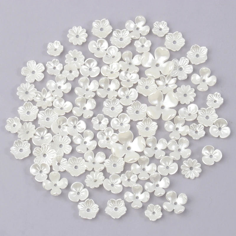 DIY Jewelry Bead Caps - 50 or 100pcs ABS Flower Imitation Pearl Beads for Bracelets & Necklaces