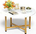 Round Coffee Table 23.6 Inch with Metal Frame for Living Room & Office