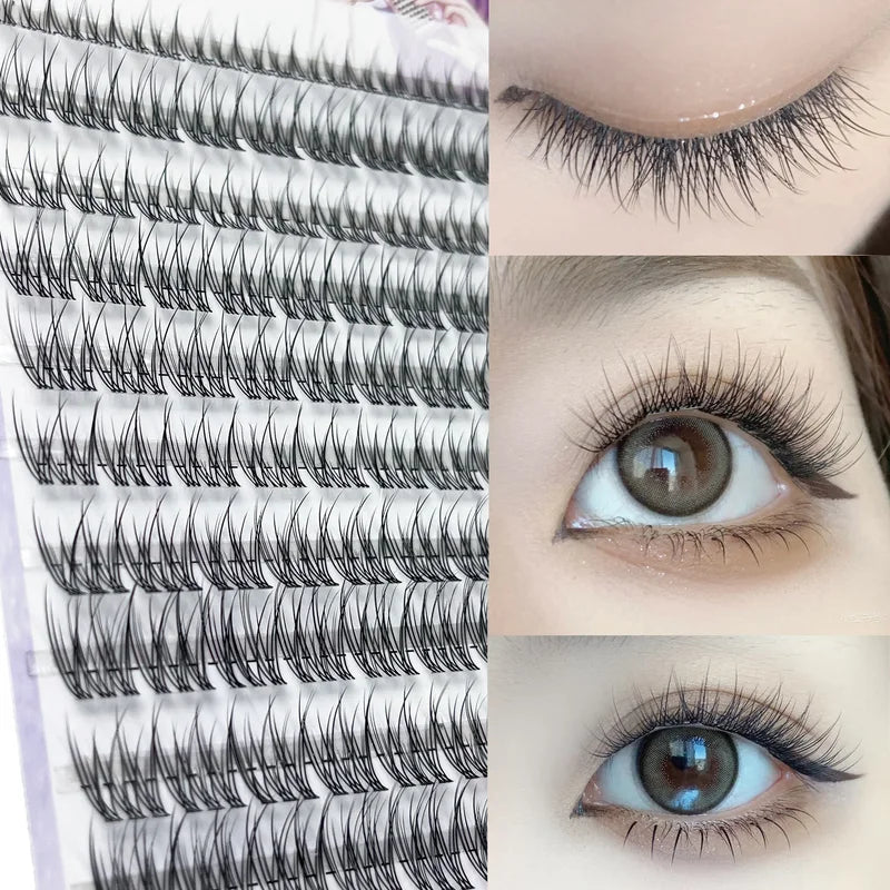 120 Pairs Mink False Eyelash Clusters Natural Russian 3D Fishtail Lash