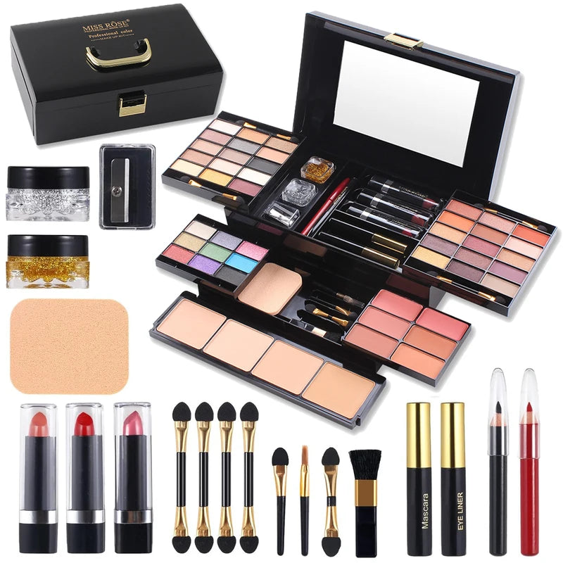 All-in-One Professional Makeup Kit with Eyeshadows Lipstick Blush & Mirror