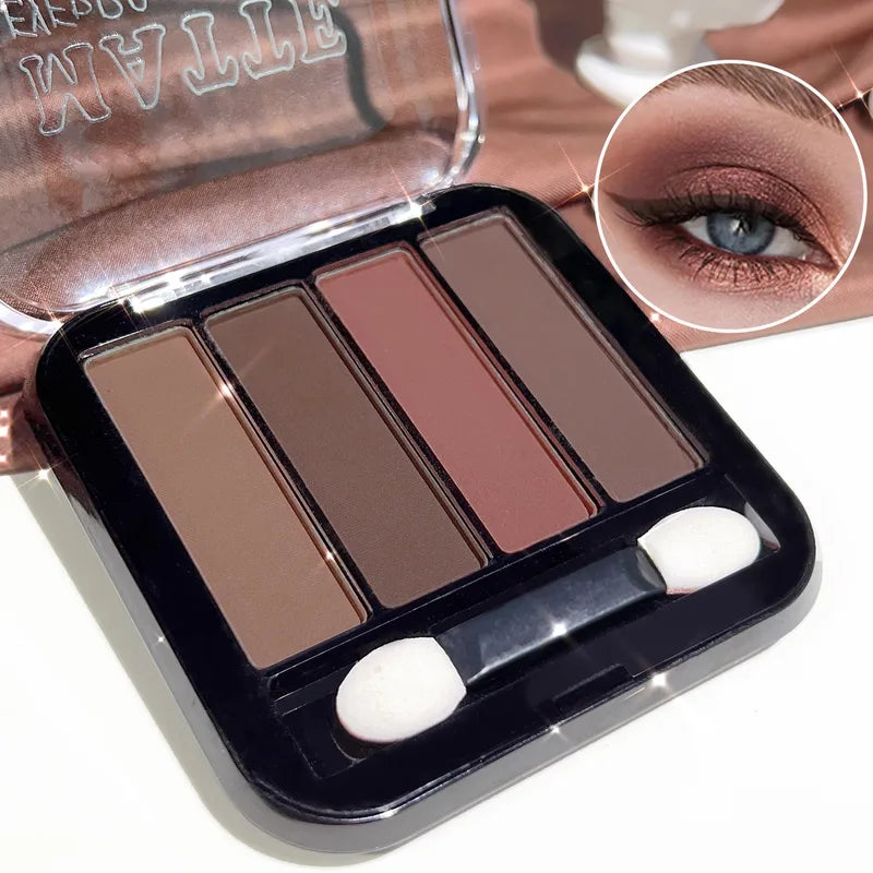 4-Color Eyeshadow Palette Long-Lasting Natural Earth Tones Makeup