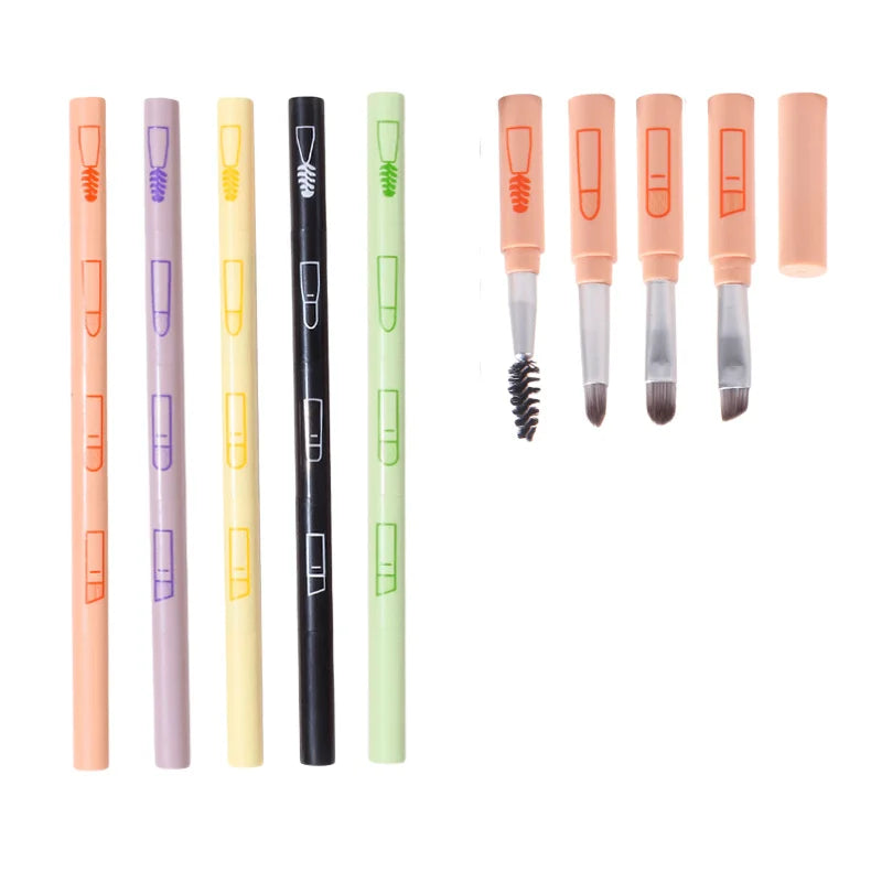 4-in-1 Makeup Brush Set with Detachable Lip and Eyeshadow Brushes - Travel & Home Use