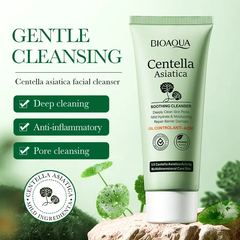 Centella Asiatica Facial Cleanser with Moisturizing & Oil Control - Foaming Face Wash