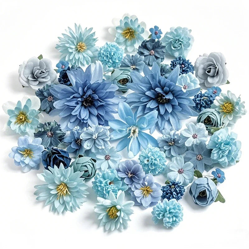 Artificial Flower Heads Mix Set for Home Decor Wedding Crafts - 21pcs