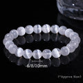 White Selenite Stone Bead Bracelet for Women Men Natural Gypsum Jewelry - Stretch Bangles