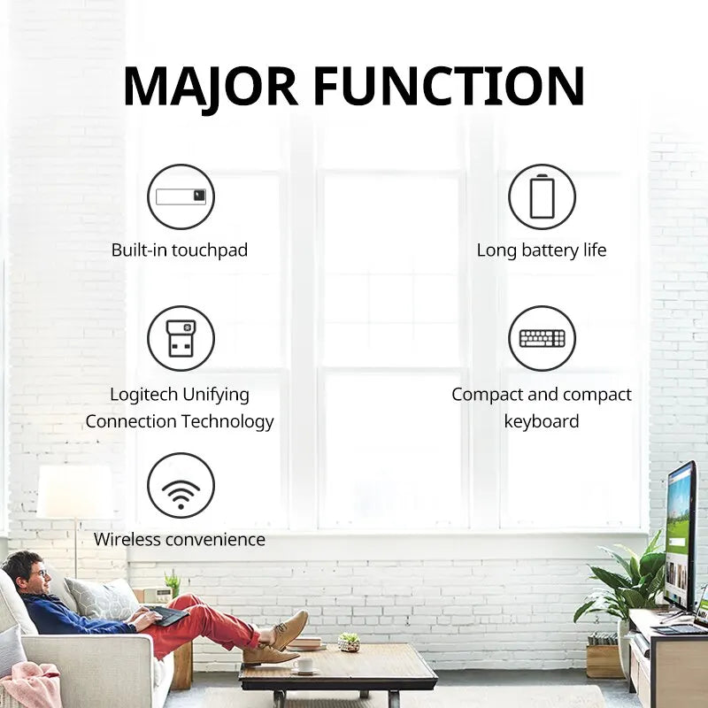 Wireless Touch Keyboard with Touchpad for Smart TV & Laptop - 87 Keys