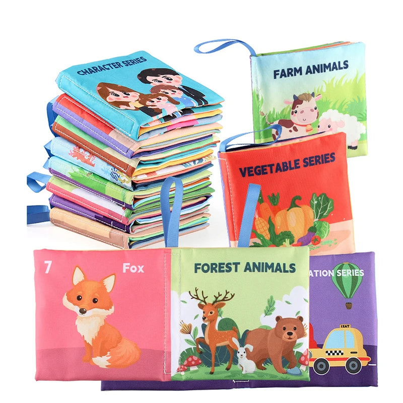 Sensory Baby Cloth Books with 3D Touch & High Contrast Visuals - Montessori Early Learning Toys