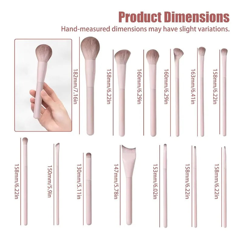 13-Piece Professional Makeup Brush Set with Synthetic Bristles for Women & Beginners