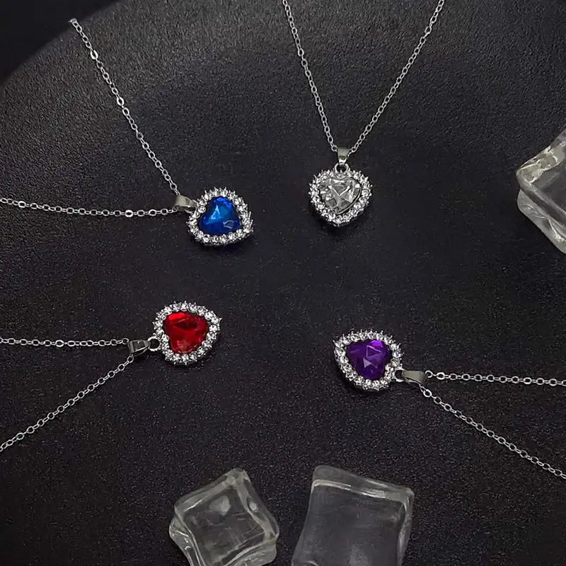 Luxury Crystal Heart Pendant Necklace for Women Party Jewelry Gifts