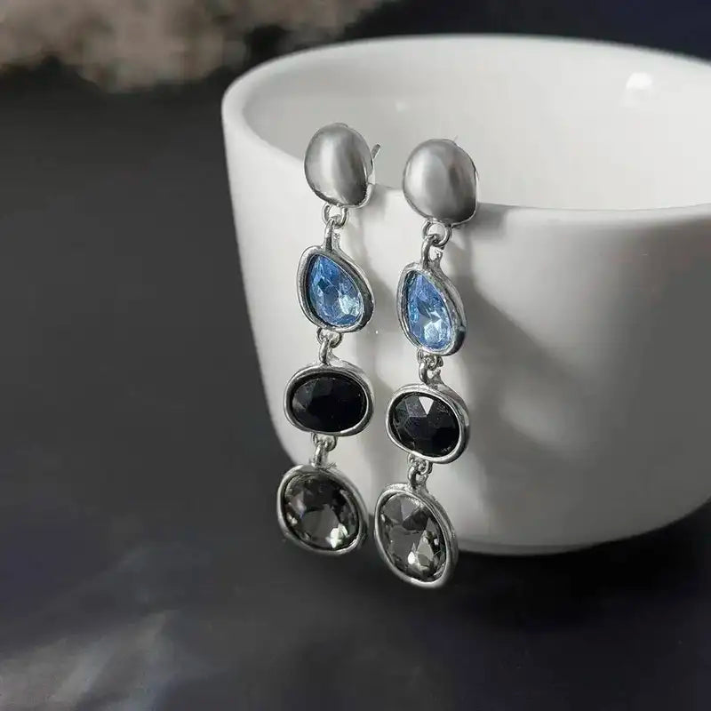 Vintage Silver Geometric Drop Earrings for Women – Trendy Dangle Statement Jewelry