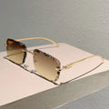 Square Rimless Sunglasses Men Women Fashion Vintage Trendy Casual Shades