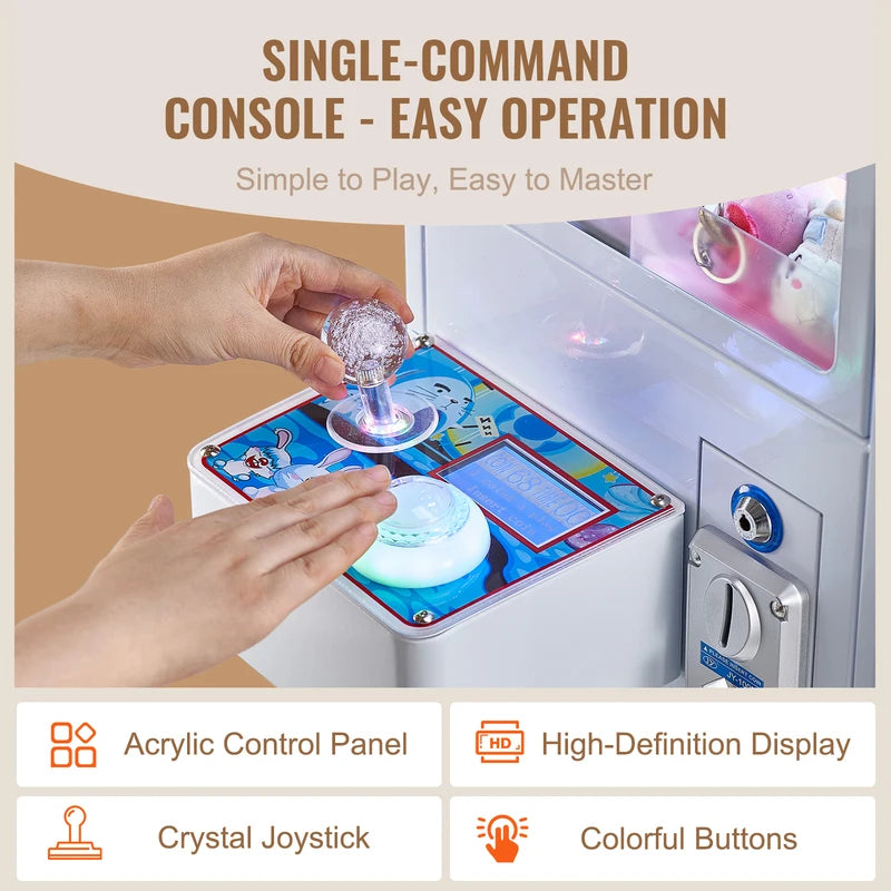 Claw Machine Arcade Game with Adjustable Grip 0-3 Inch Jaw Diameter for Kids