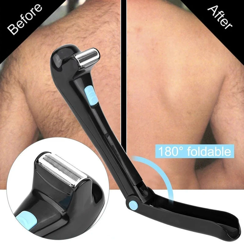 Electric Back Hair Shaver Cordless Foldable Body Razor Pain-Free Hair Removal