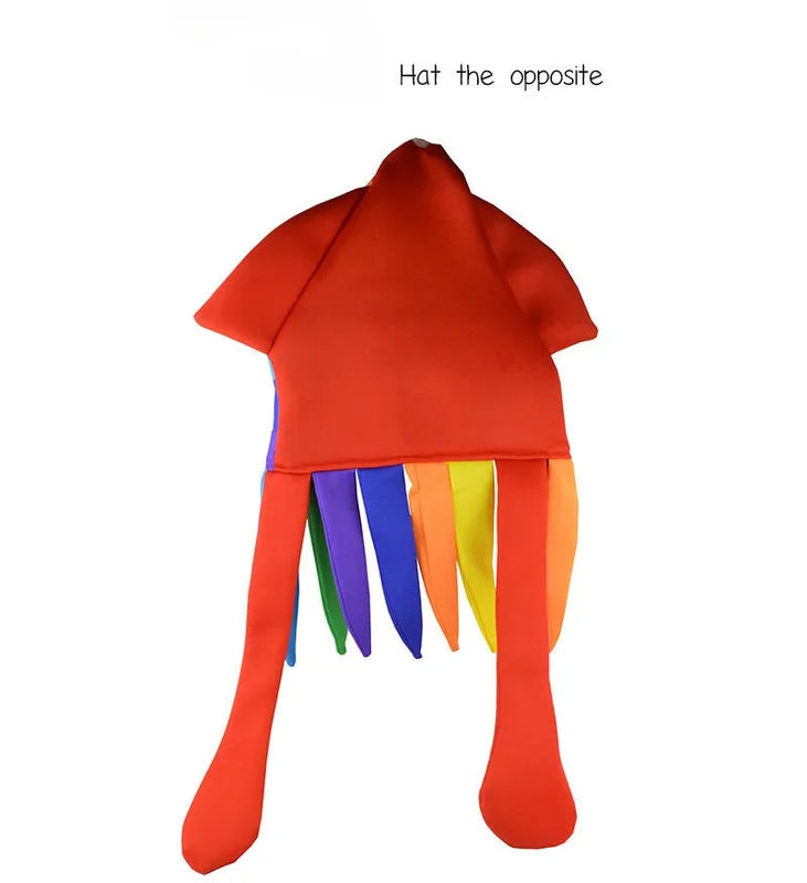 Funny Rainbow Octopus Hat Costume Accessory for Adults and Kids