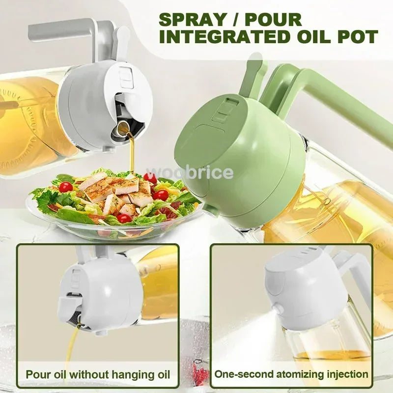 2-in-1 500ml Refillable Oil Spray Bottle with Adjustable Nozzle for Cooking & Baking