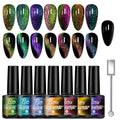 7 Colors Magnetic Gel Nail Polish Set with Cat Eye Effect, Long-Lasting UV LED Manicure Kit