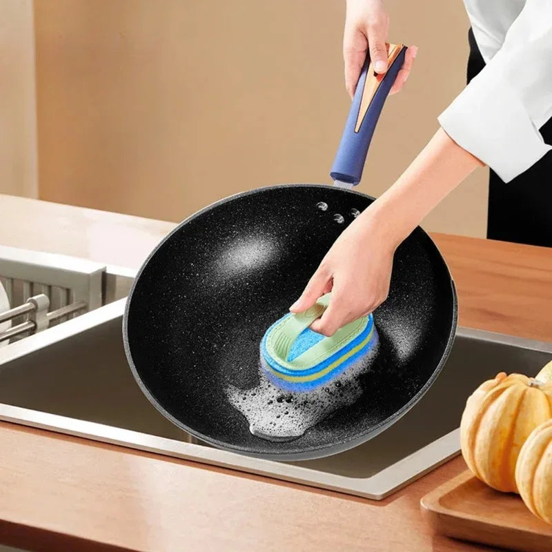 Multi-Purpose Household Cleaning Sponge Brush with Handle