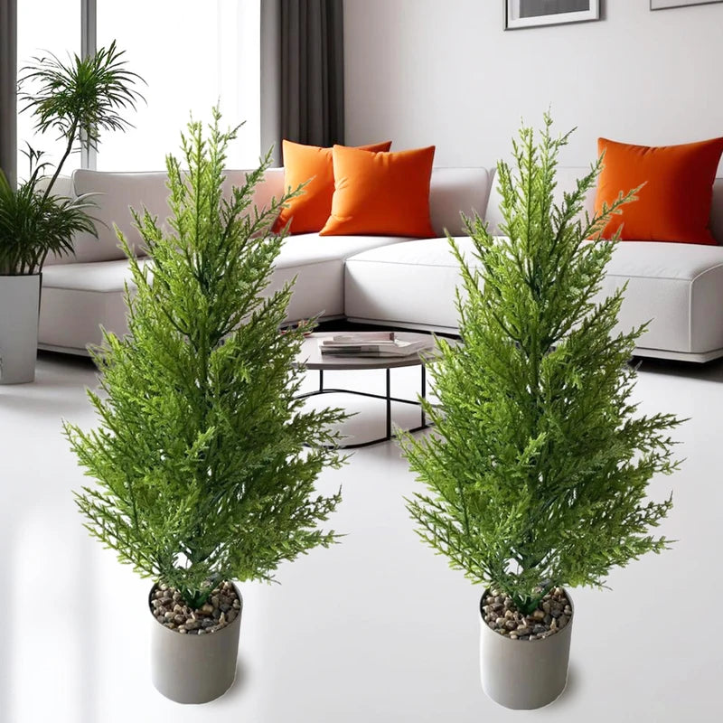 Artificial Small Pine Tree for Living Room and Holiday Decor - Green, Olive, Army Green