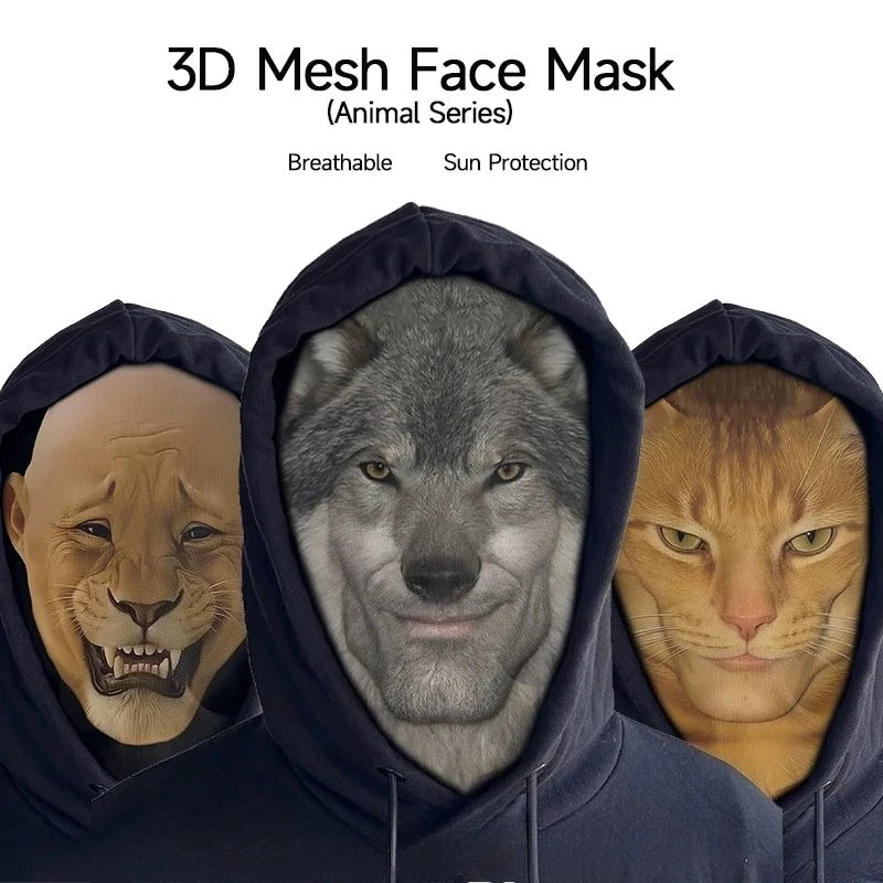 Halloween 3D Printed Elastic Mesh Animal Mask Full Face Cosplay Headgear