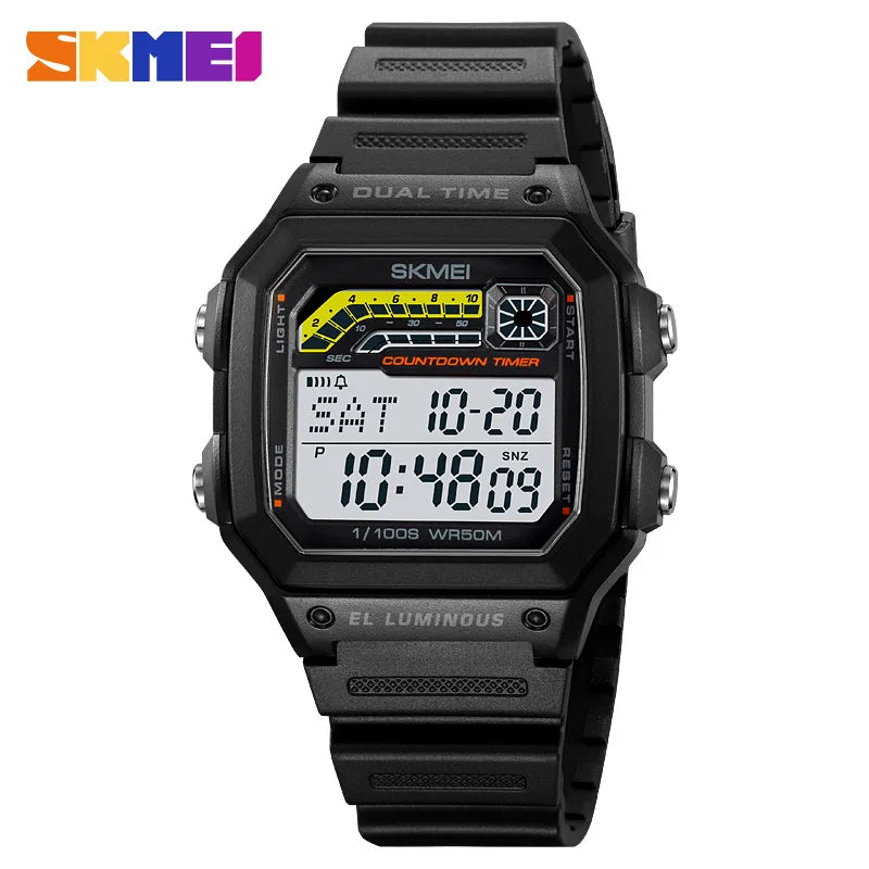 Digital Sport Watch Waterproof Men's LED Countdown Wristwatch - Shockproof