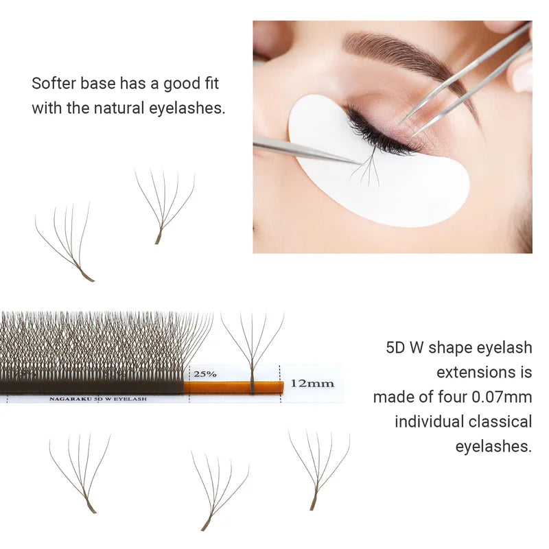 Eyelash Extension Premade Fans - 4D/5D W Shape Soft Light Individual Lashes