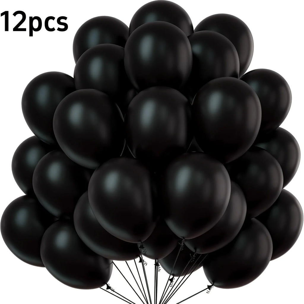 Matte Black Latex Balloons - Helium-Inflatable Party Decor for Celebrations